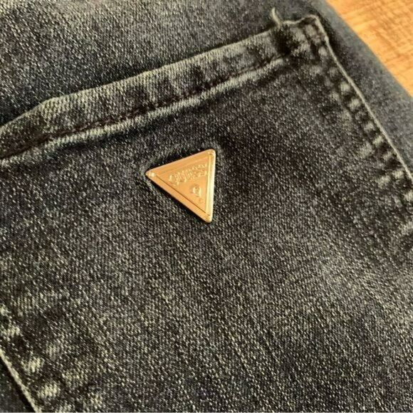 Guess denim jeans stripe with puffy logo print high rise skinny size 26 - Picture 11 of 13